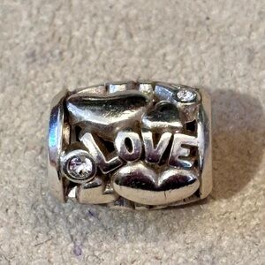 Brighton Love Me bead Silver Extra wide Cutout puffy letters & hearts Crystals